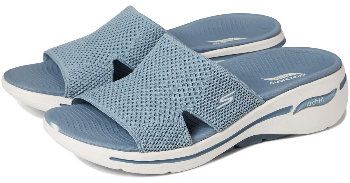Skechers Go Walk Arch Fit Knit Slide in Blue Lyst