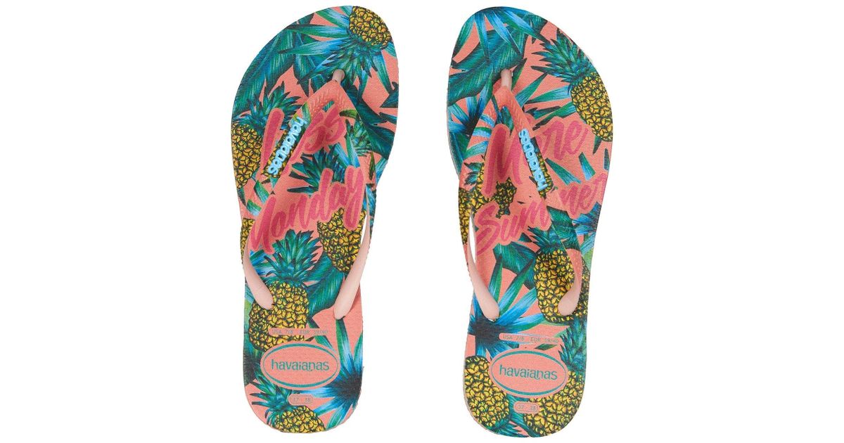 Havaianas Rubber Slim Paradiso Flip Flops (blue Splash) Women's Sandals -  Lyst