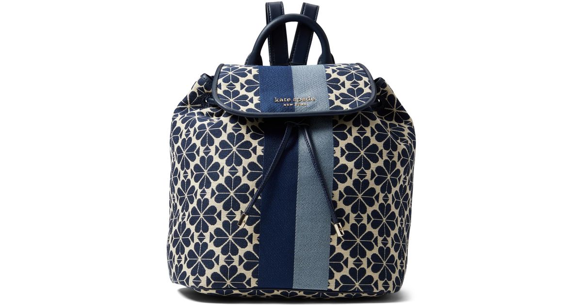Kate Spade Spade Flower Jacquard Stripe Synch Medium Flap Backpack in Blue Lyst