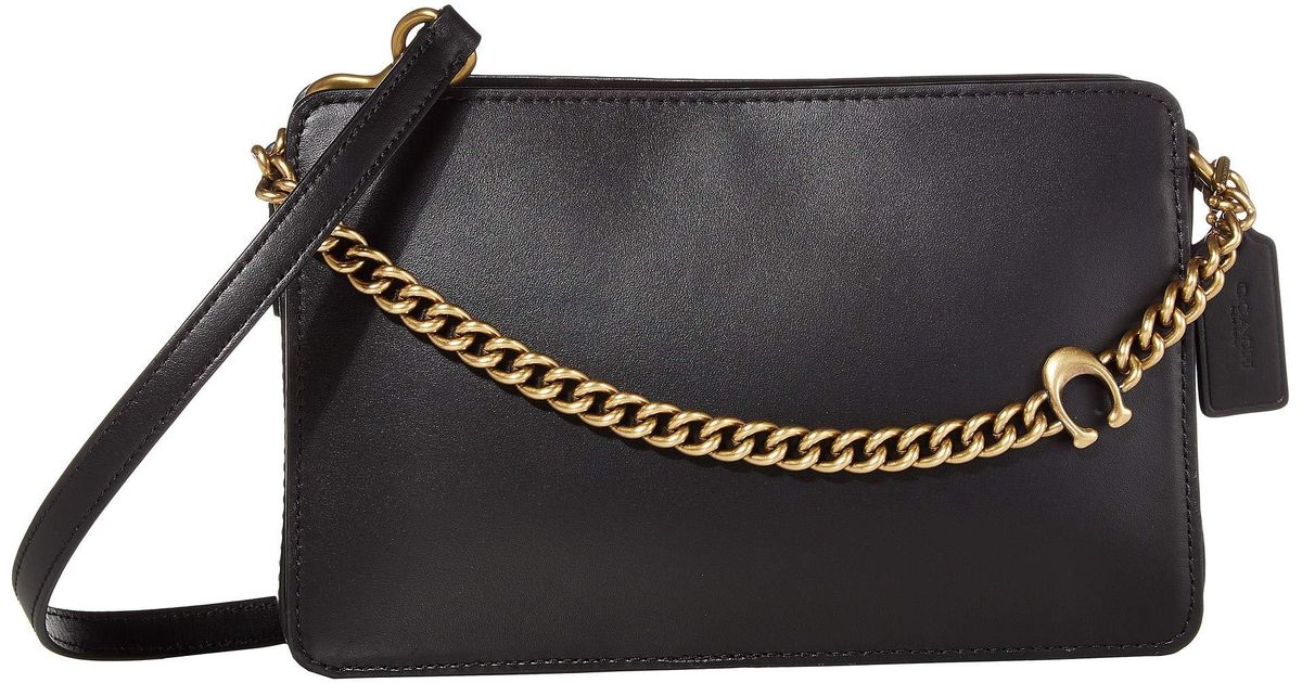 coach refined calf leather signature chain crossbody