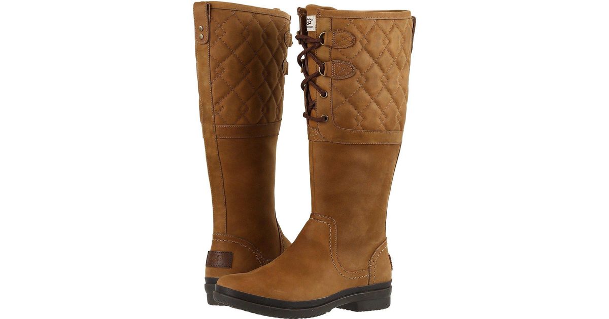 UGG Leather ® Elsa Deco Quilt Boots in Chestnut (Brown) - Lyst