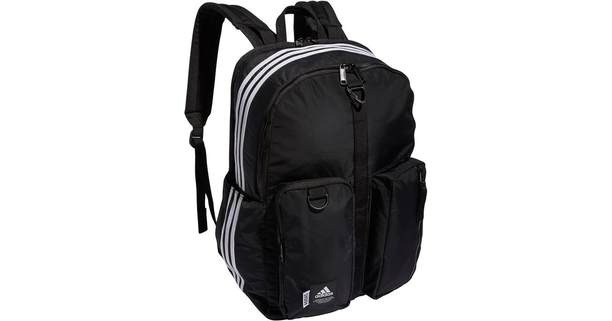 adidas Synthetic Iconic 3 Stripe Backpack in Black/White (Black) | Lyst