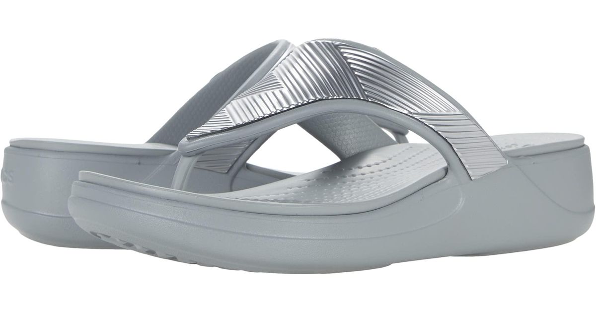 crocs monterey metallic wedge flip