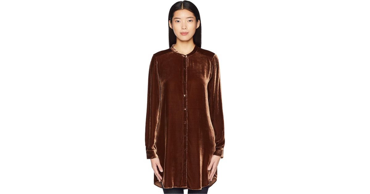 eileen fisher long velvet shirt