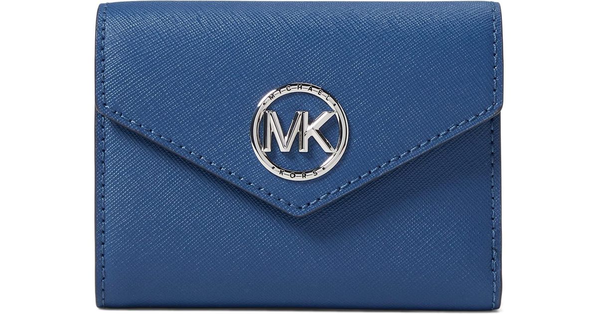MICHAEL Michael Kors Leather Greenwich Medium Envelope Trifold in Blue