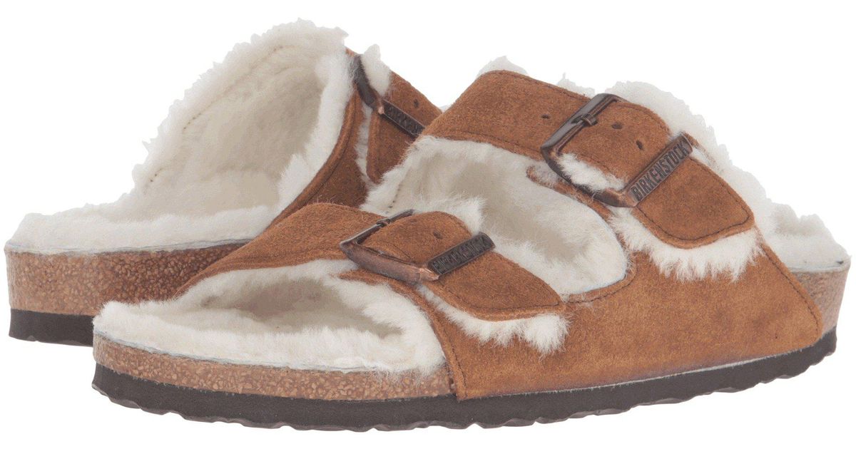 Birkenstock Arizona Mink Shearling Suede Unisex Sandals 39 (us 8-8.5) - Lyst