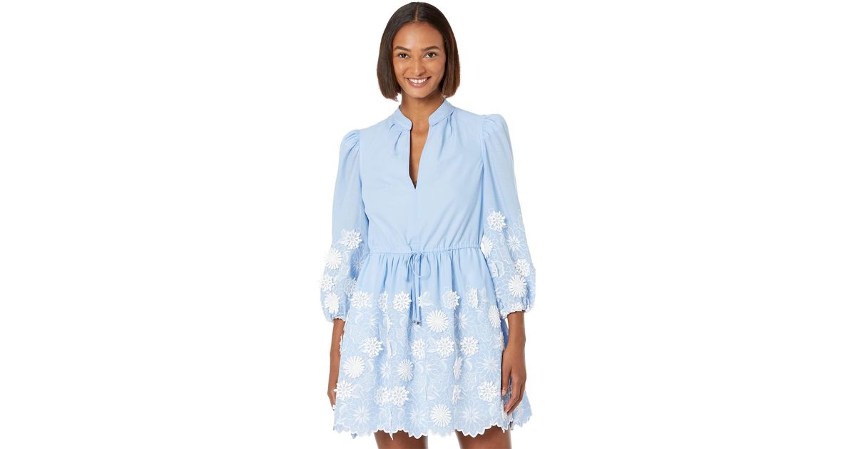 MILLY Elise 3d Cotton Embroidered Dress in White Lyst