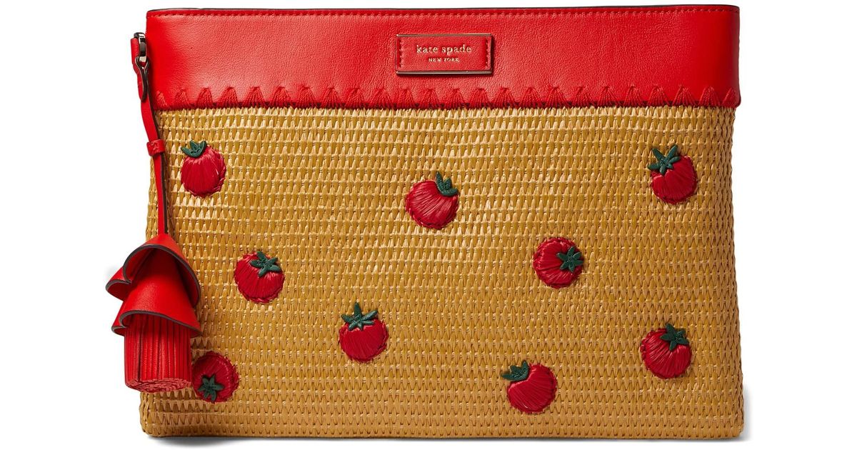 Kate Spade Tomato Novelty Embellished Straw Tomato Clutch in Red Lyst