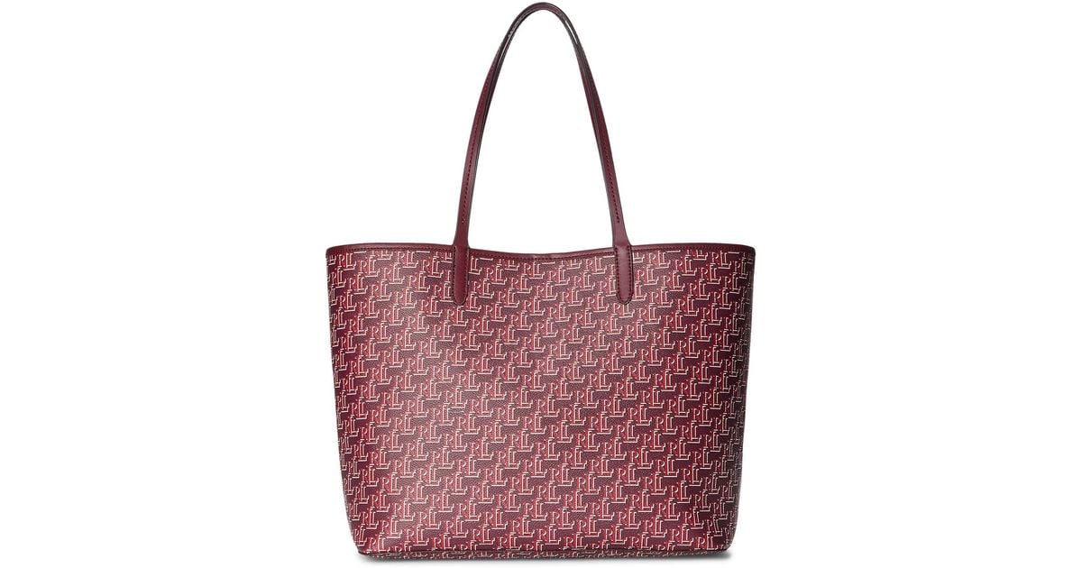 Lauren By Ralph Lauren Monogram Coated Canvas Medium Collins Tote In lauren-by-ralph-lauren-monogram-coated-canvas-medium-collins-tote-in
