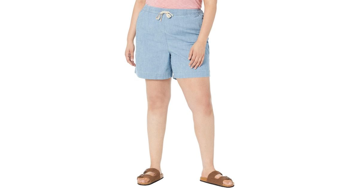L.L. Bean Cotton Plus Size Lakewashed Chambray Dock Shorts in White Lyst
