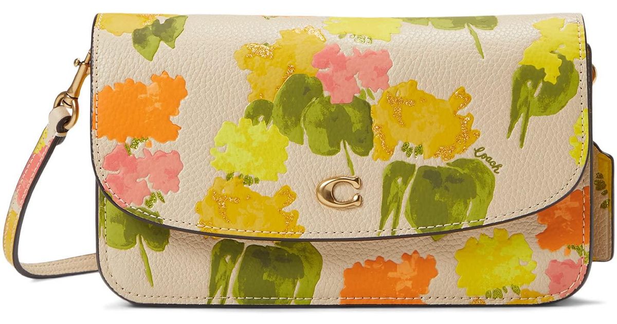 COACH Floral Printed Leather Hayden Crossbody in Yellow Lyst