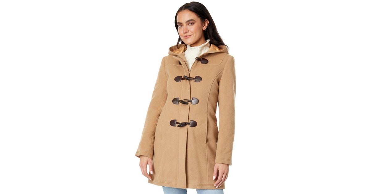 L.L. Bean Lambswool Duffle Coat in Natural Lyst