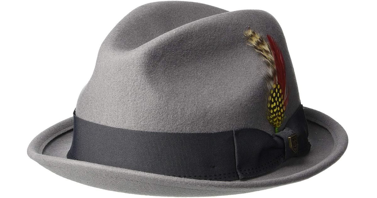 Brixton Gain Fedora (light Grey/charcoal) Fedora Hats in Gray for Men