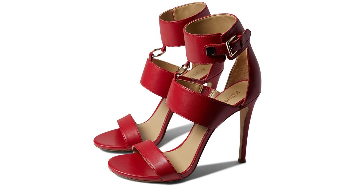 MICHAEL Michael Kors Leather Amos Ankle Strap in Red | Lyst