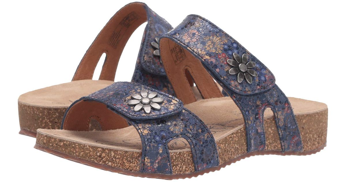 Josef Seibel Tonga 04 Leather Slide Sandals in Blue Save