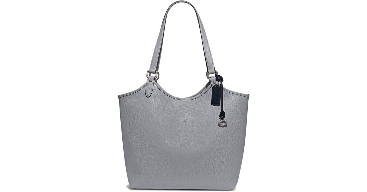 COACH Polished Pebble Leather Day Tote in Gray | Lyst