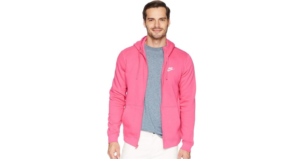 Nike Club Fleece Full-zip Hoodie (watermelon/watermelon/white) Men's Fleece  in Pink for Men | Lyst