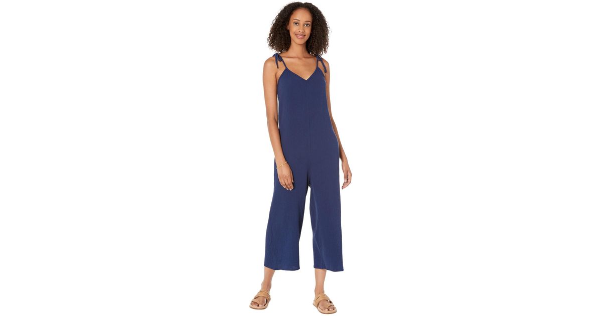 bobi Los Angeles Beach Gauze Tie Shoulder Jumpsuit in Blue Lyst