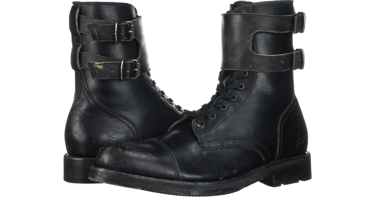 Frye Leather Officer Cuff Boot in Black 
