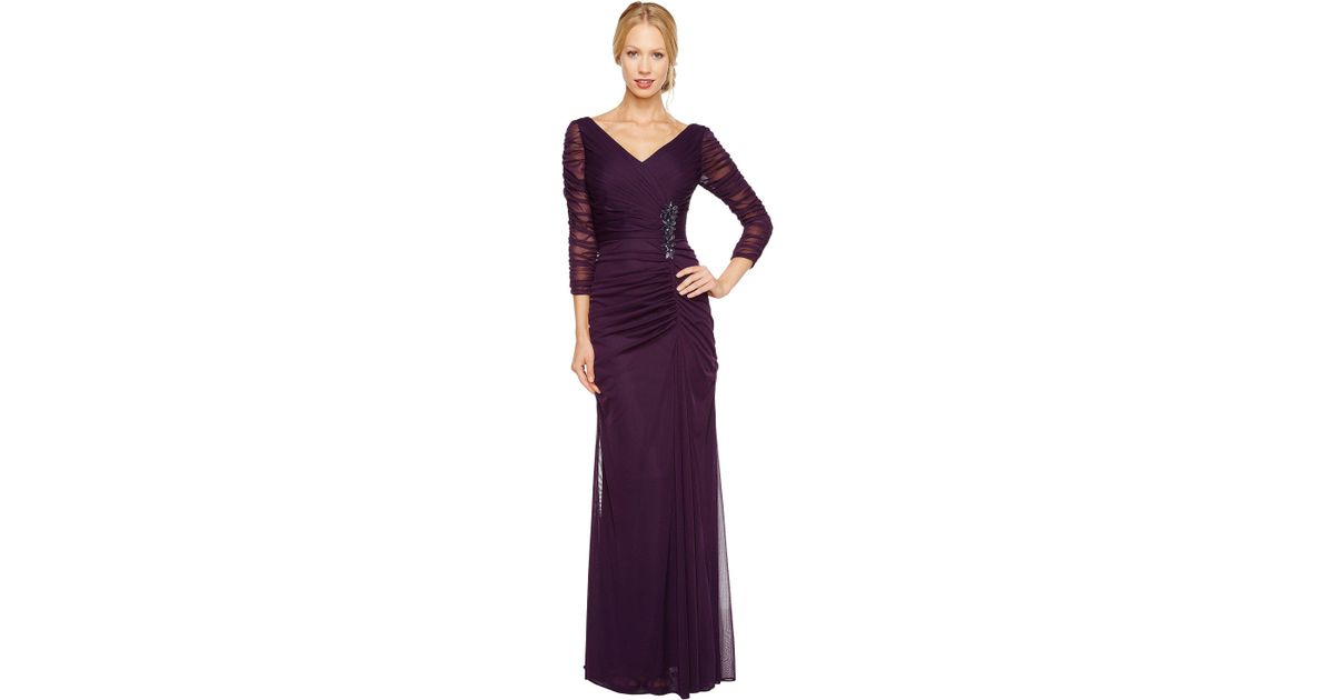 Adrianna Papell Synthetic Drape Covered Gown In Purple Lyst