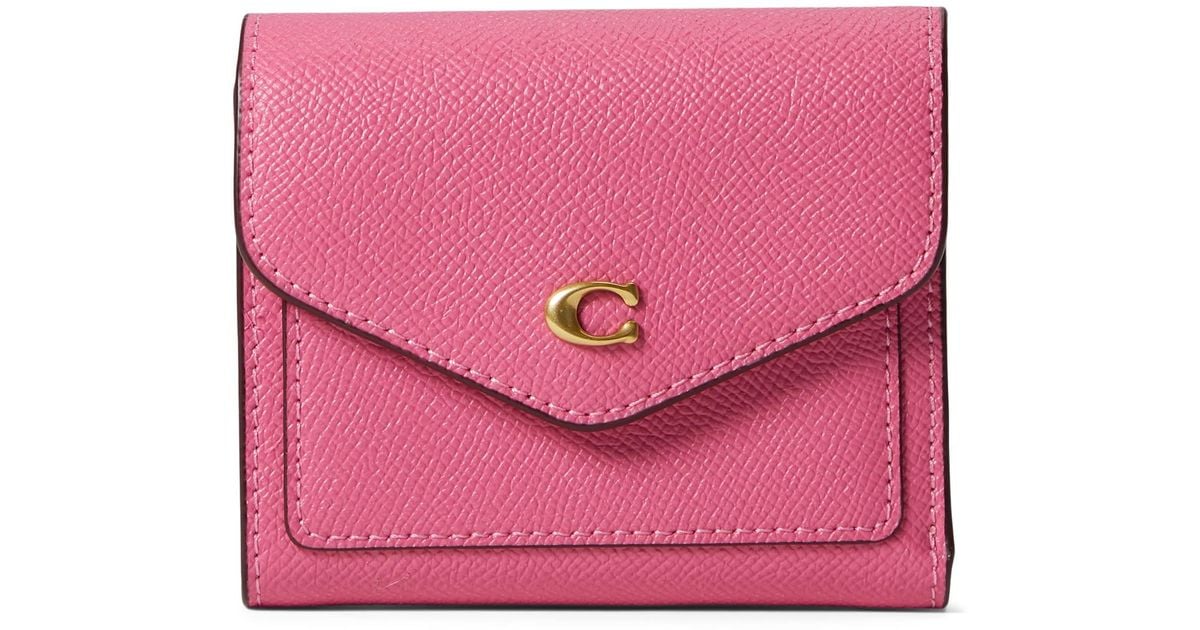 COACH Cross Grain Leather Wyn Small Wallet in Pink | Lyst