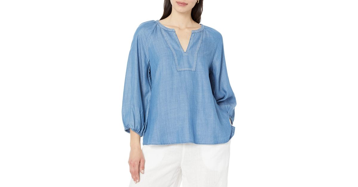 Tommy Bahama Chambray All Day 3/4 Sleeve Top in Blue | Lyst