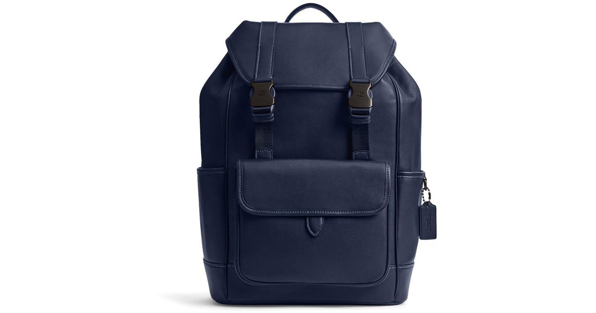 Coach league flap backpack in blue for men lyst