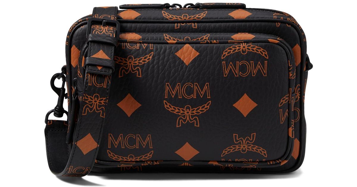 MCM Aren Maxi Monogrammed Vi Crossbody Small in Black Lyst