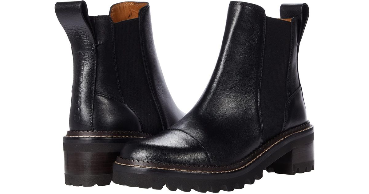See By Chloé Suede Mallory Ankle Boot in Black - Lyst