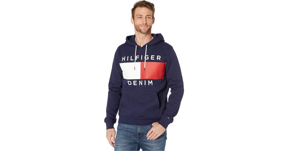 tommy hilfiger brooks logo print hoodie