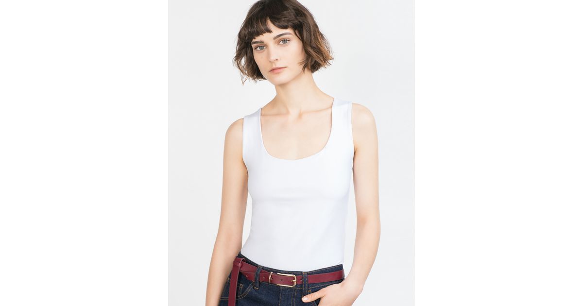 Zara Wide Strap Top in White Lyst