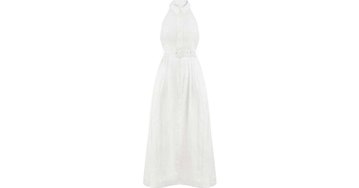 zimmermann primrose linen halter dress