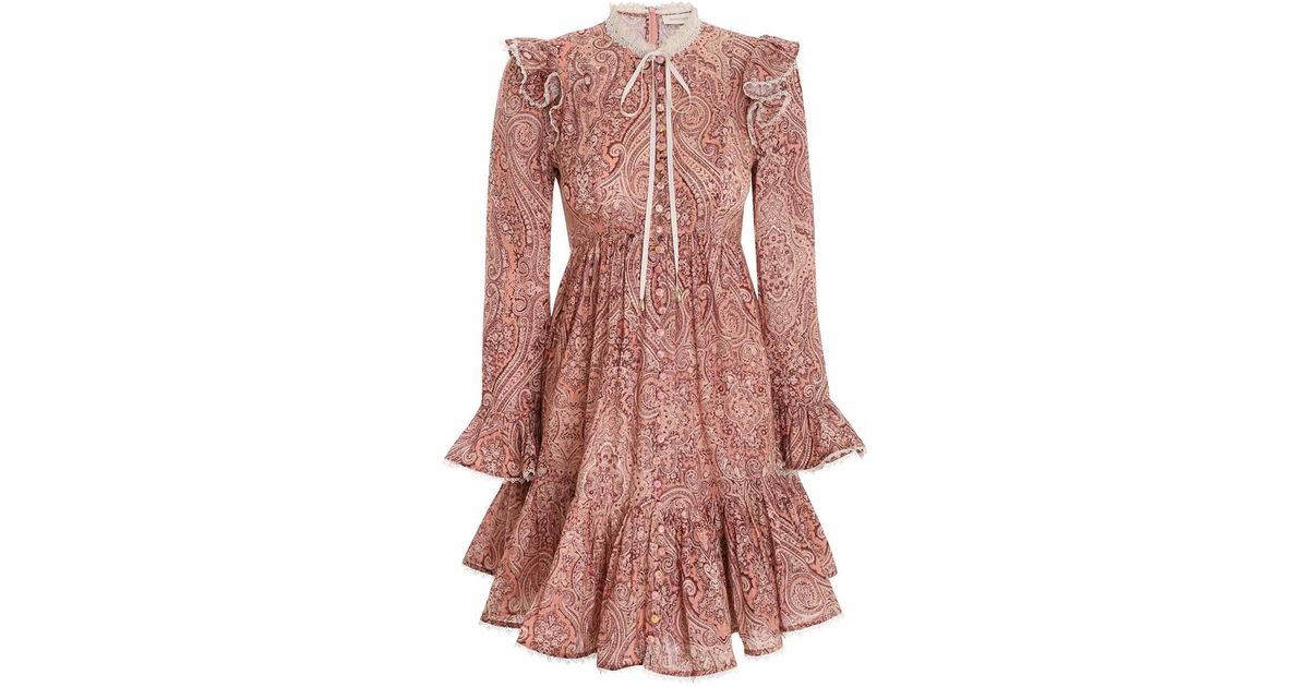 Zimmermann Wonderland Frilled Mini Dress in Pink Lyst