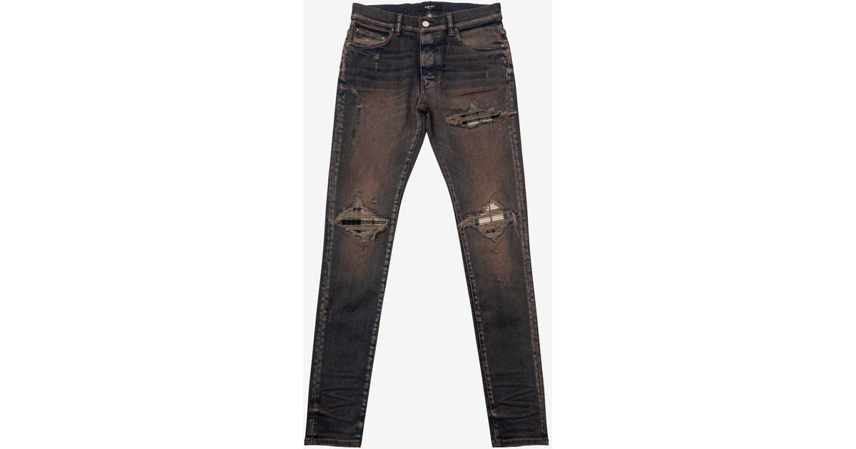 Amiri Mx1 Plaid Dark Indigo Jeans in Gray for Men | Lyst