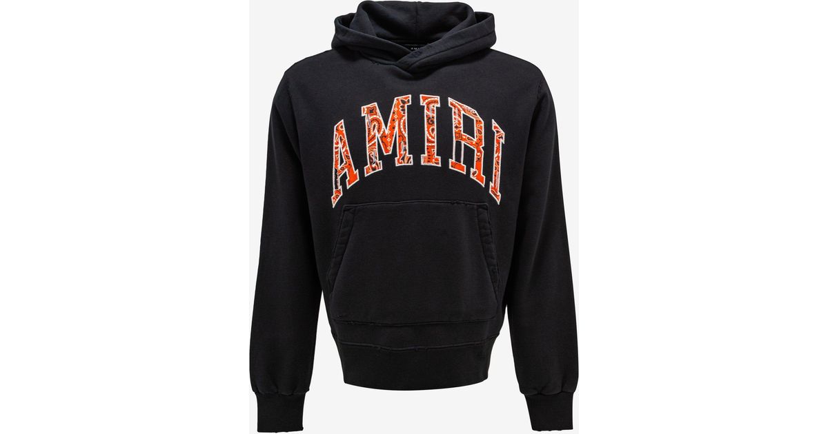 Amiri Cotton Black Bandana Applique Hoodie for Men Lyst UK