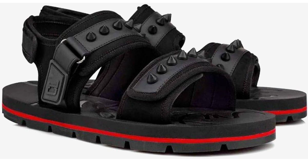 Christian Louboutin Neoprene Siwa Flat Black Sandals for Men Lyst