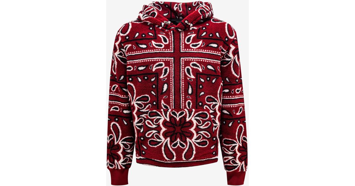 Amiri Red Bandana Fleece Hoodie for Men Lyst