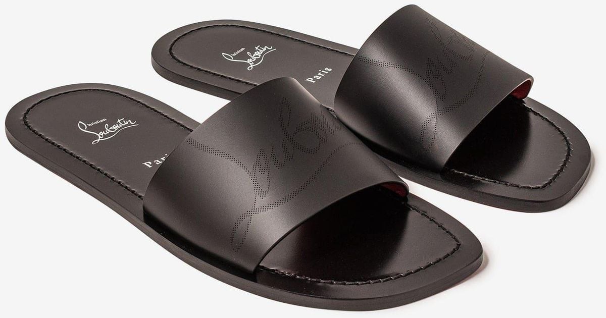 Christian Louboutin Coolraoul Black Leather Slide Sandals for Men Lyst