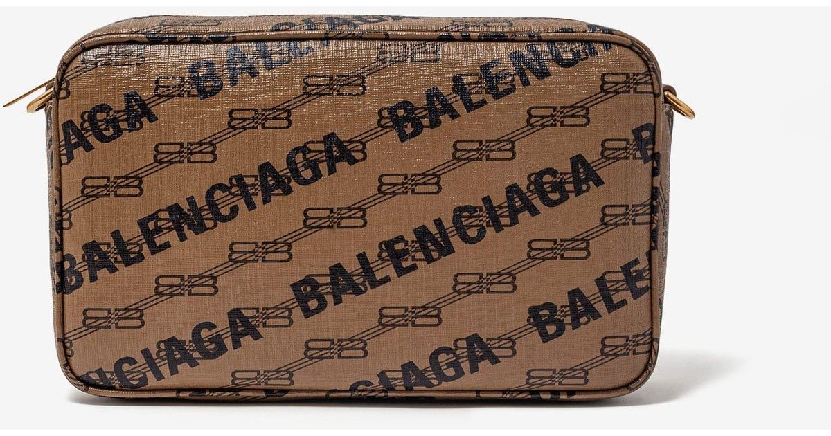 Balenciaga Canvas Beige Signature Bb Monogram Medium Camera Bag in