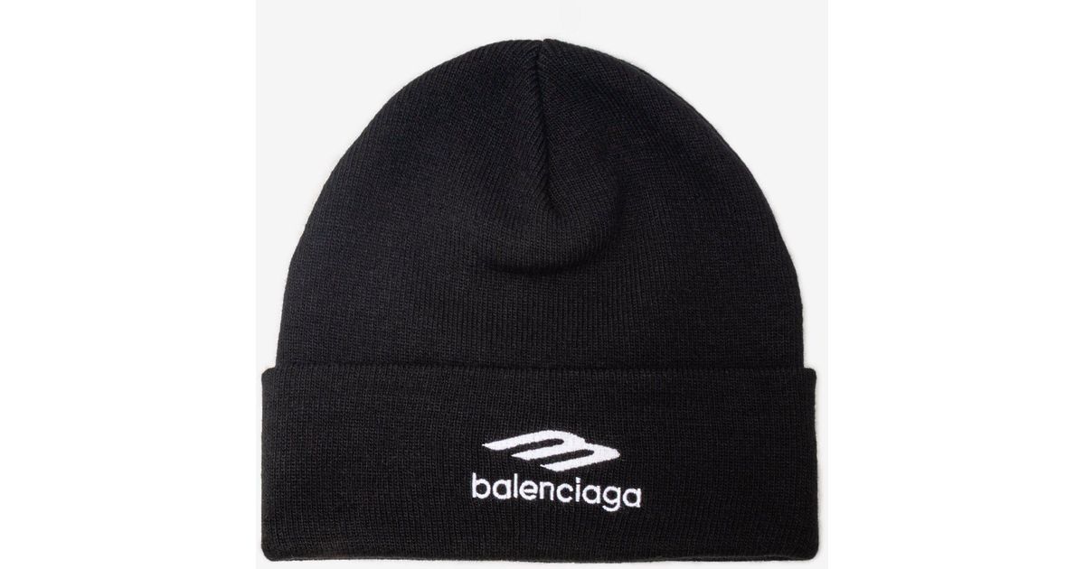 Balenciaga Black 3b Sports Icon Beanie Hat for Men | Lyst