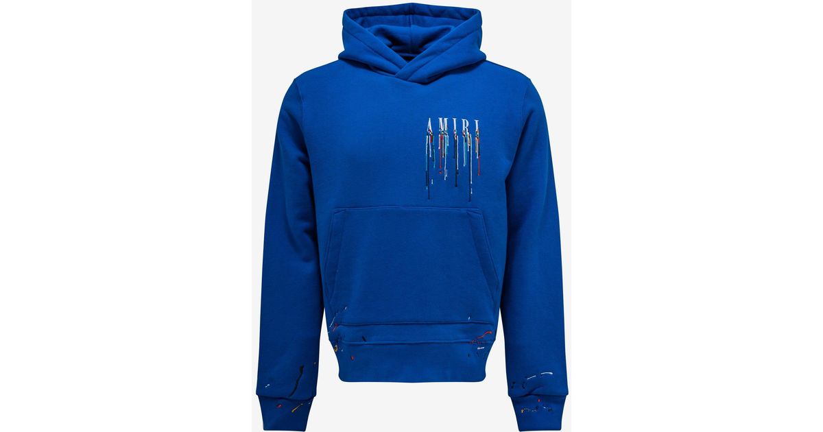 Amiri Cotton Blue Paint Drip Core Logo Hoodie for Men Lyst