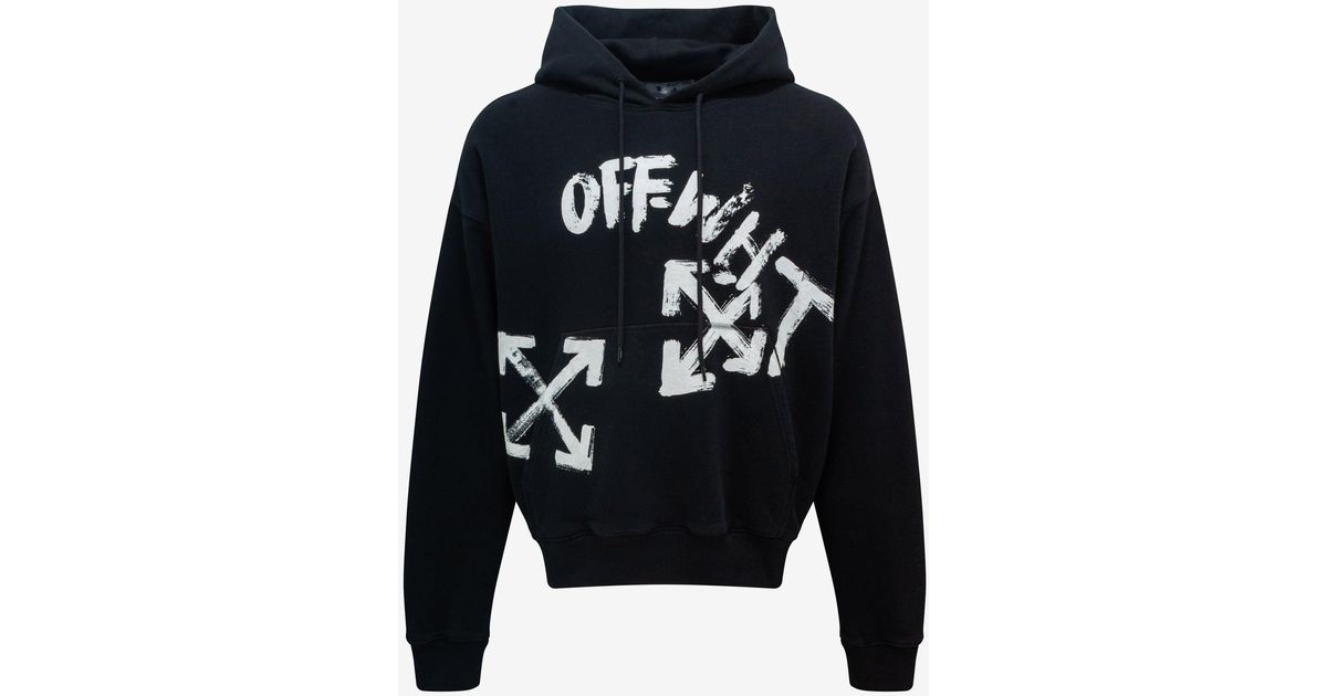 OffWhite c/o Virgil Abloh Cotton Black Paint Script Skate Hoodie in