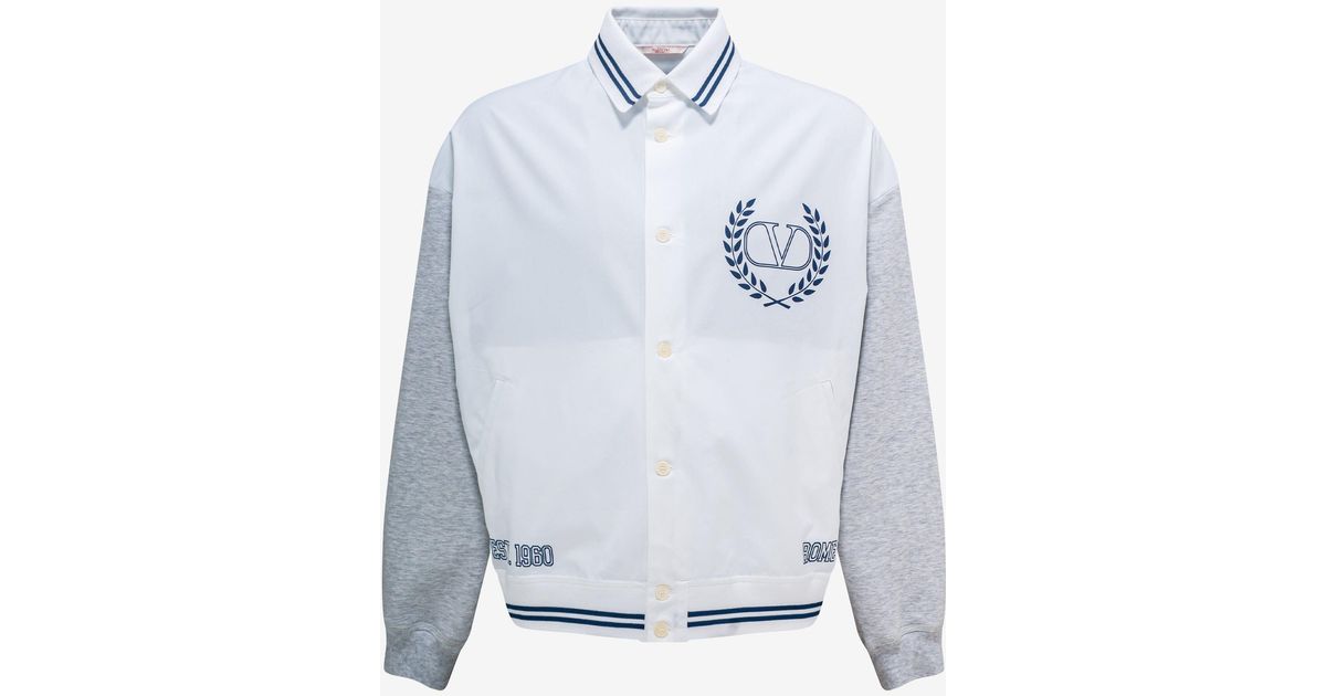 Valentino White Logo Maison Jacket in Blue for Men | Lyst