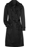 Burberry Prorsum Long Cotton Sateen Trench Coat in Black | Lyst