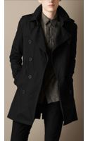 Burberry Black Leather Mid Length Britton Trench Coat in Black for Men ...