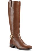 Michael Kors Mina Quilted Leather Riding Boots in Brown (COFFEE) | Lyst