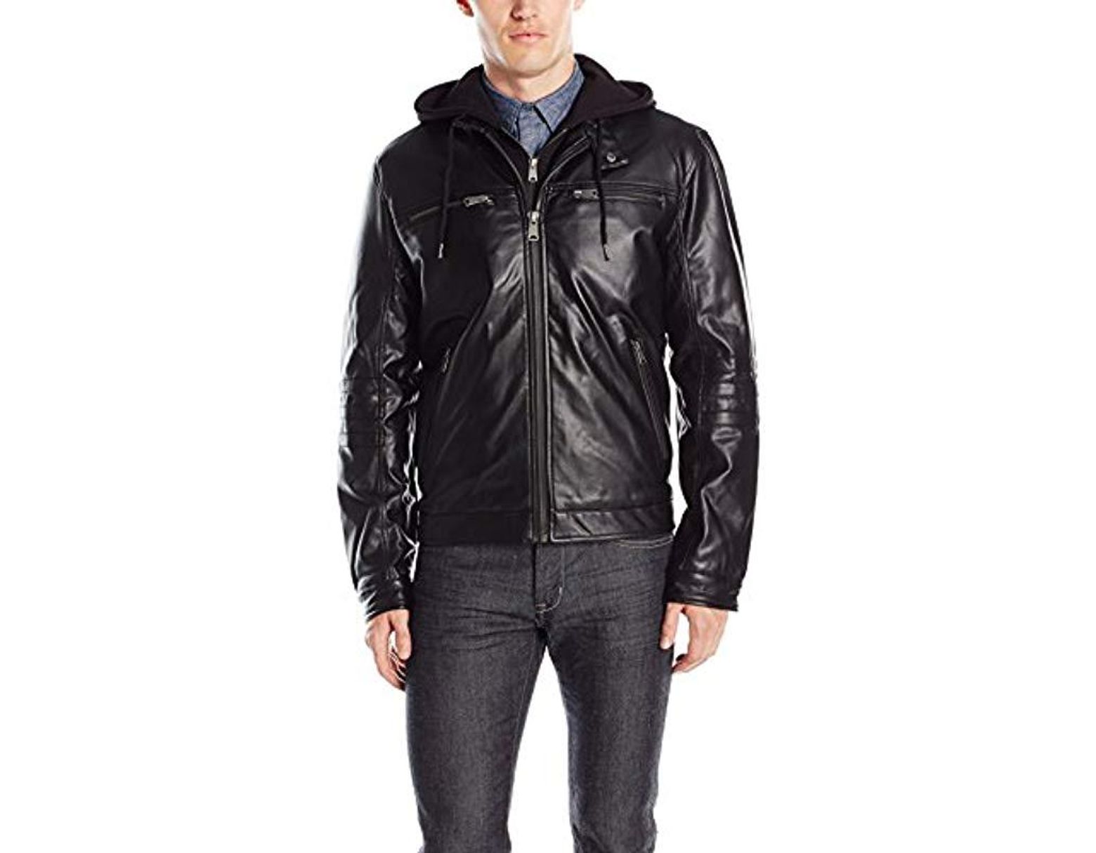 Men S Black Archibald Faux Leather Moto Jacket
