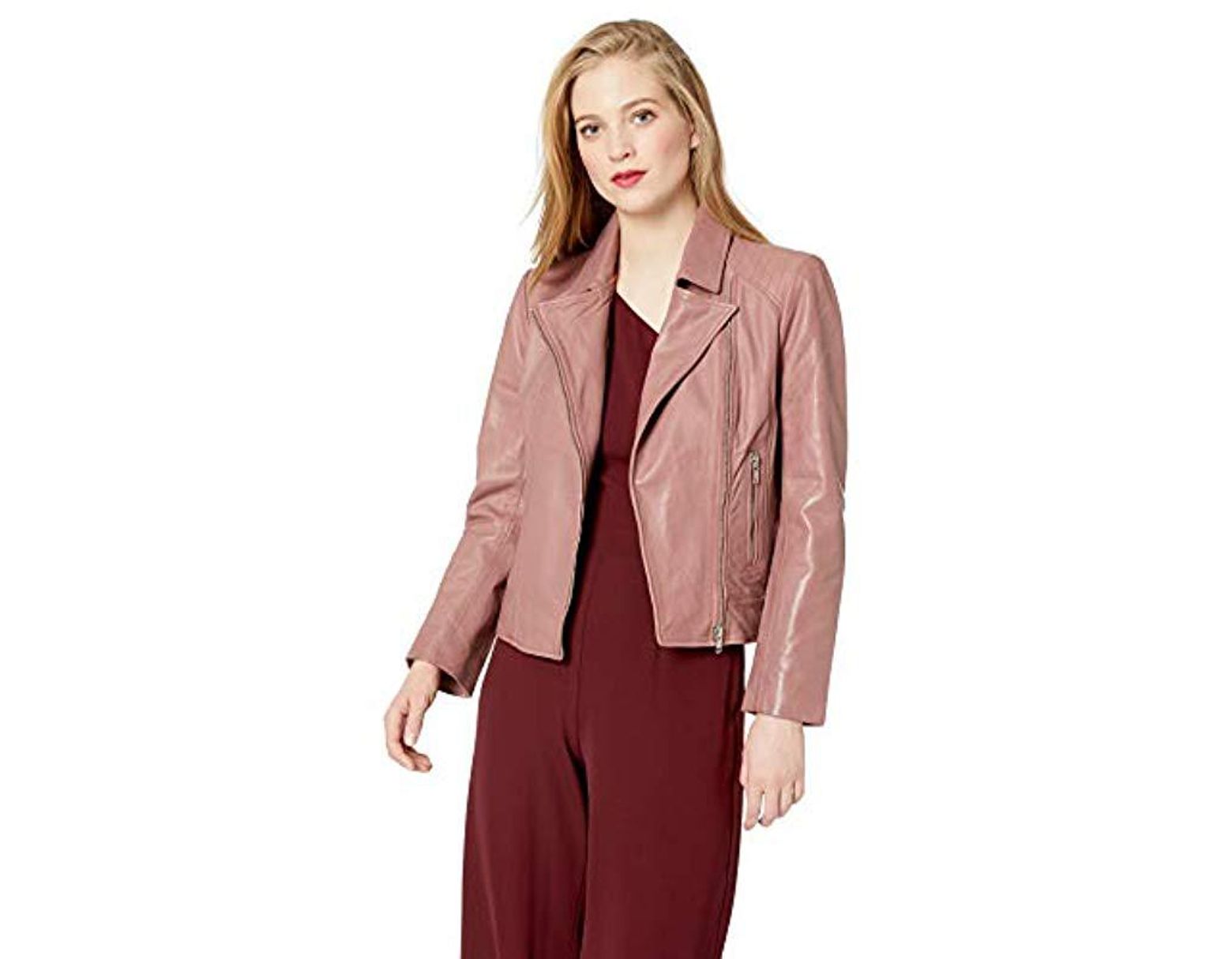 Women S Pink Wild Ride Washed Leather Moto Jacket