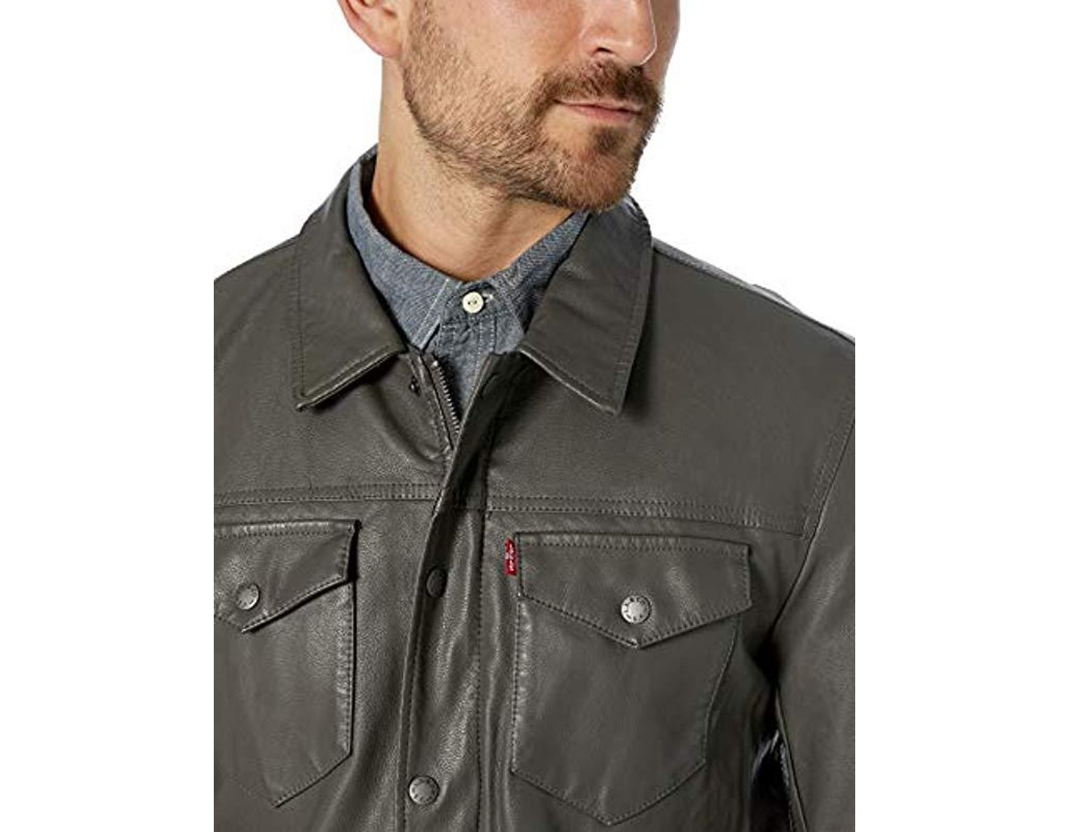 levi's men's smooth lamb touch faux leather classic trucker jacket