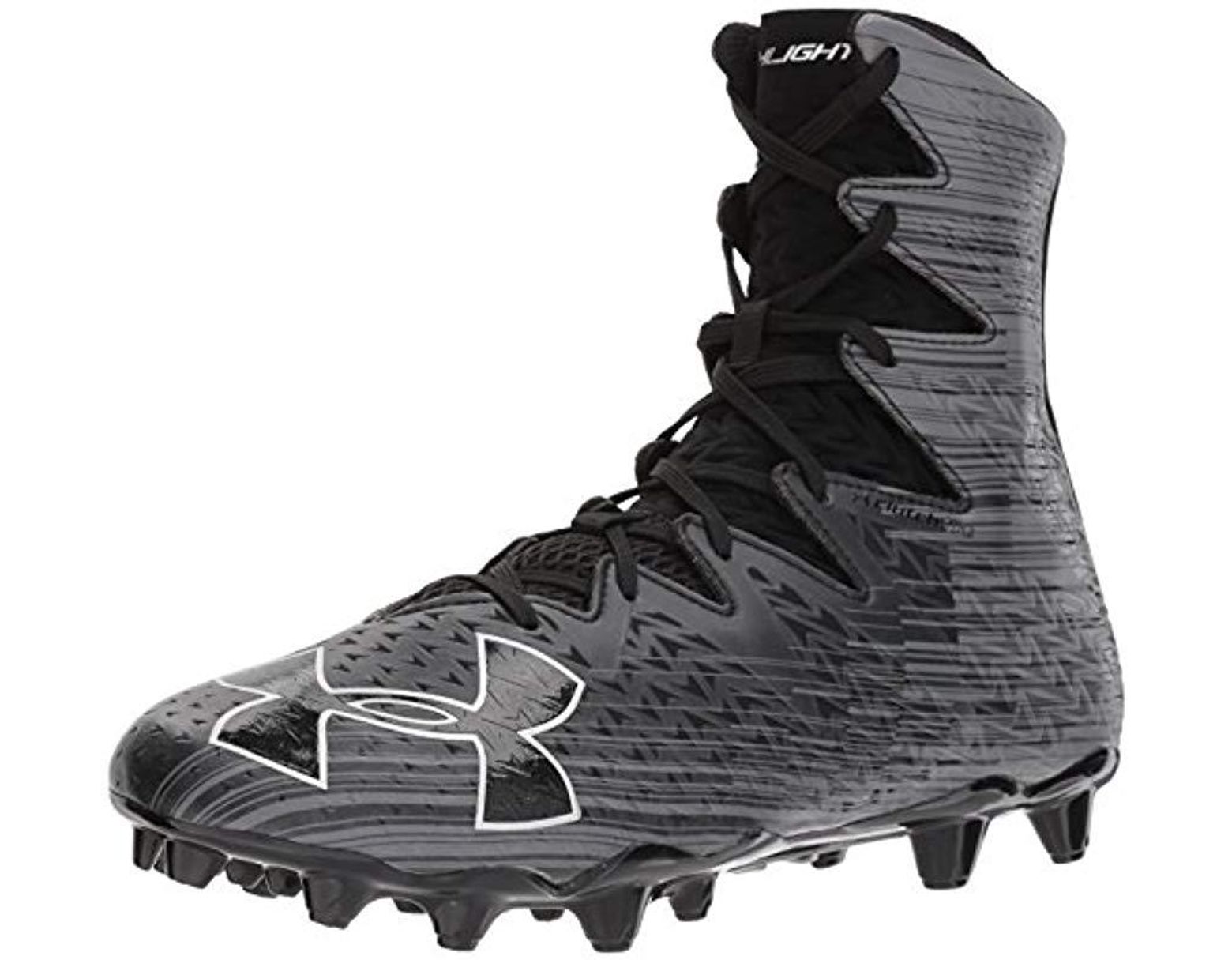 white and silver under armour highlight cleats